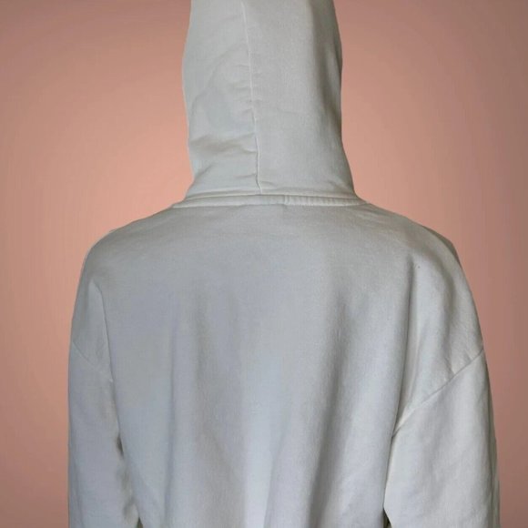 Zara Womens Crop Top Hooded Medium M White Pink Logo Sugar Baby Print Stretch - Picture 3 of 13